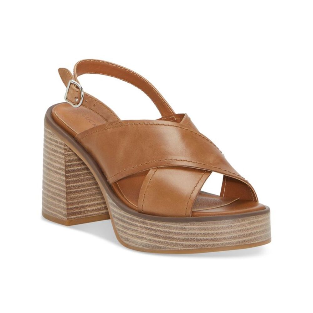 LUCKY BRAND Womens Beige 1" Platform Delmie Leather Slingback Sandal 11